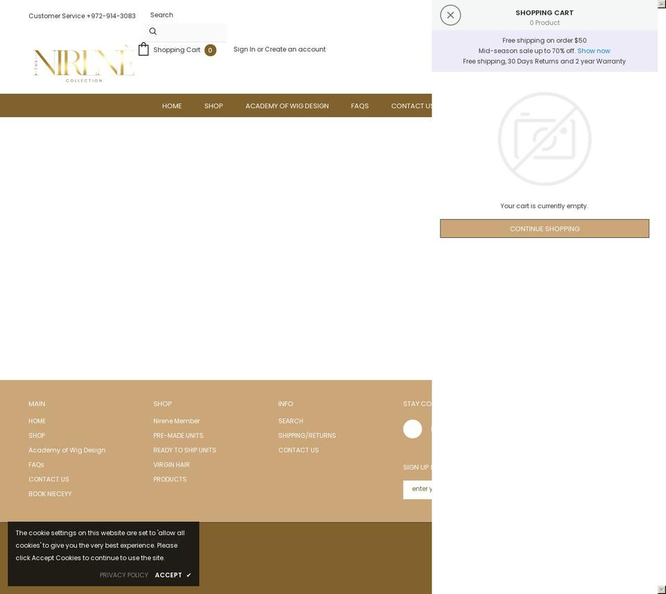 thenirenecollection.com shopify website screenshot
