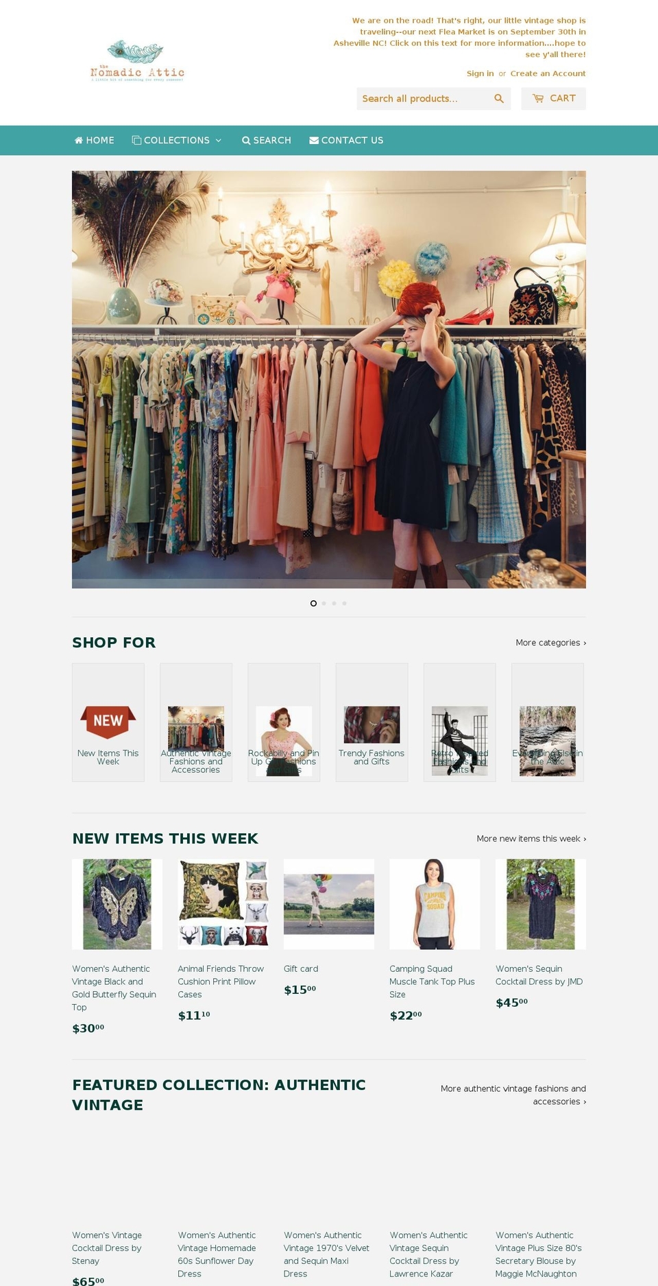 thenomadicattic.com — Shopify storefront screenshot