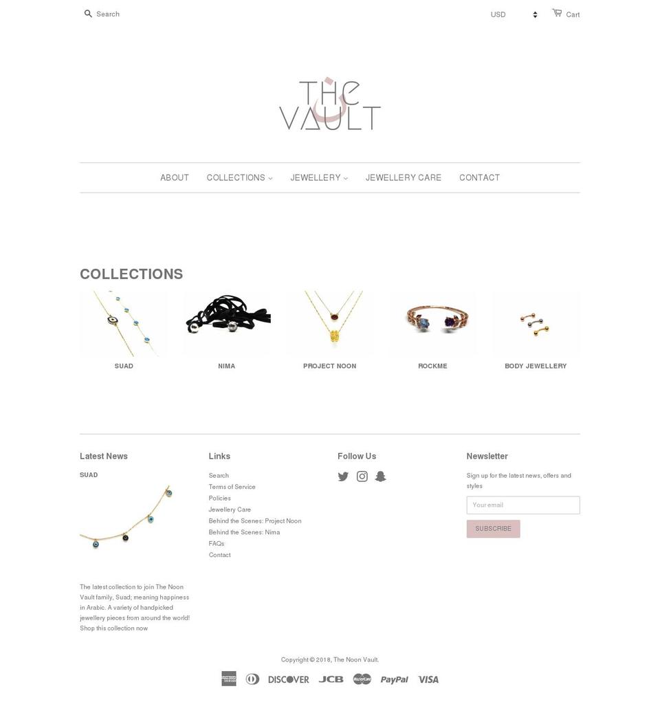 thenoonvault.com — Shopify storefront screenshot