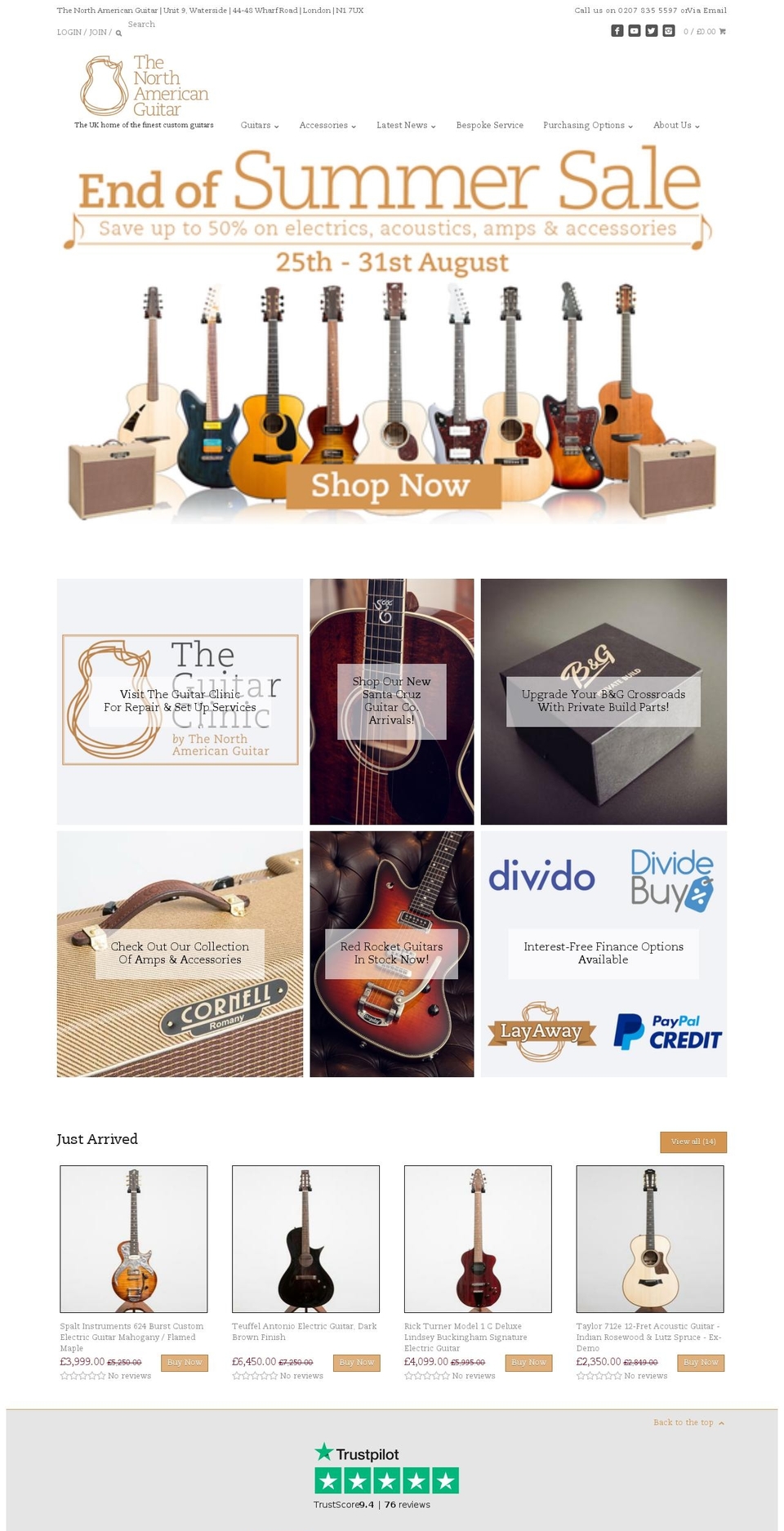 thenorthamericanguitar.com shopify website screenshot