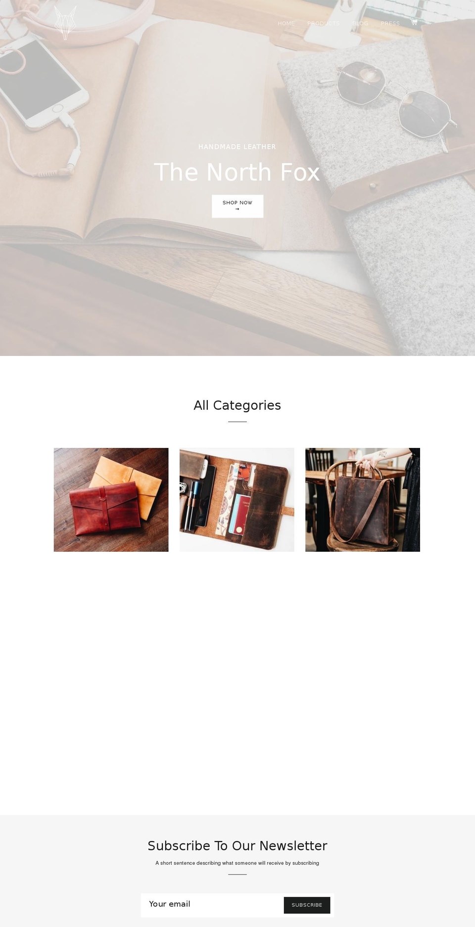 thenorthfox.com — Shopify storefront screenshot