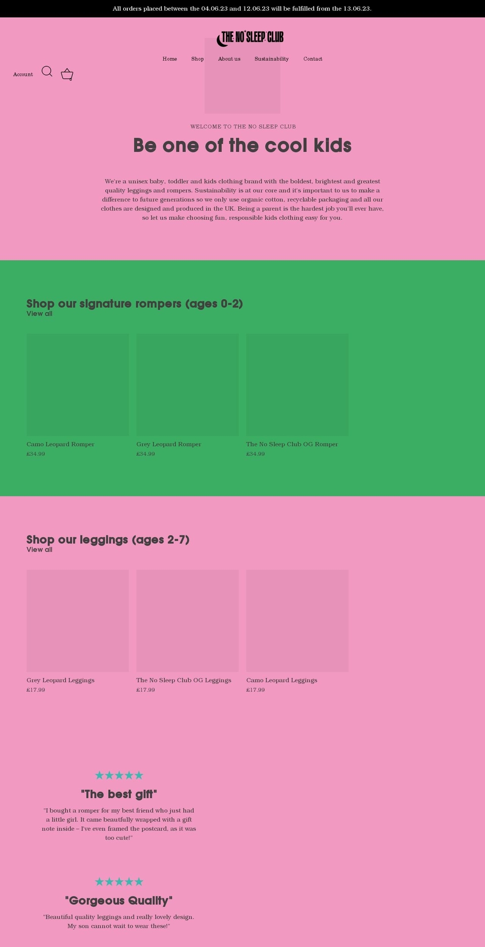 thenosleepclub.com shopify website screenshot