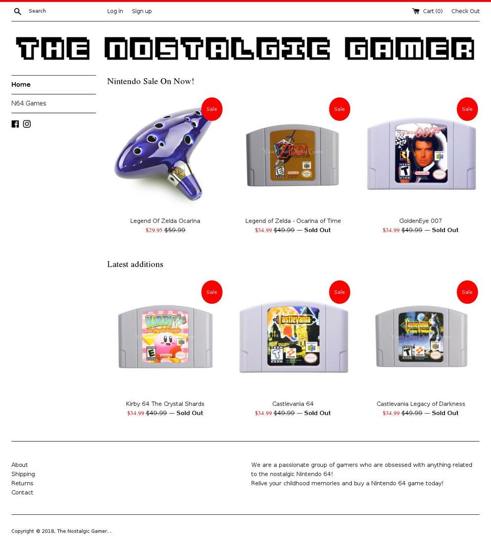 thenostalgicgamer.com — Shopify storefront screenshot