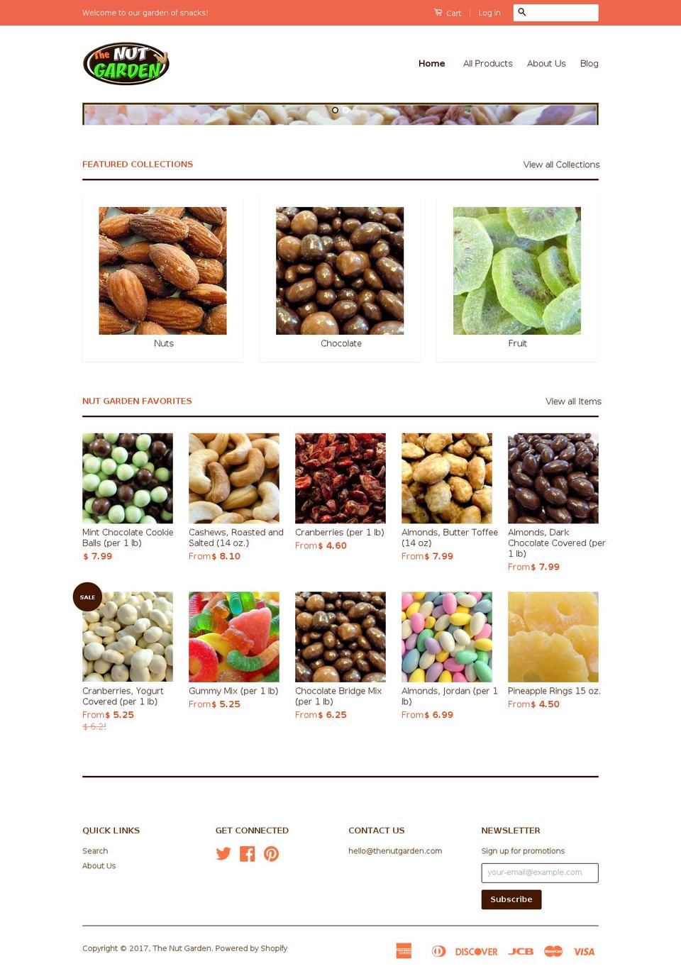 thenutgardenstore.com shopify website screenshot