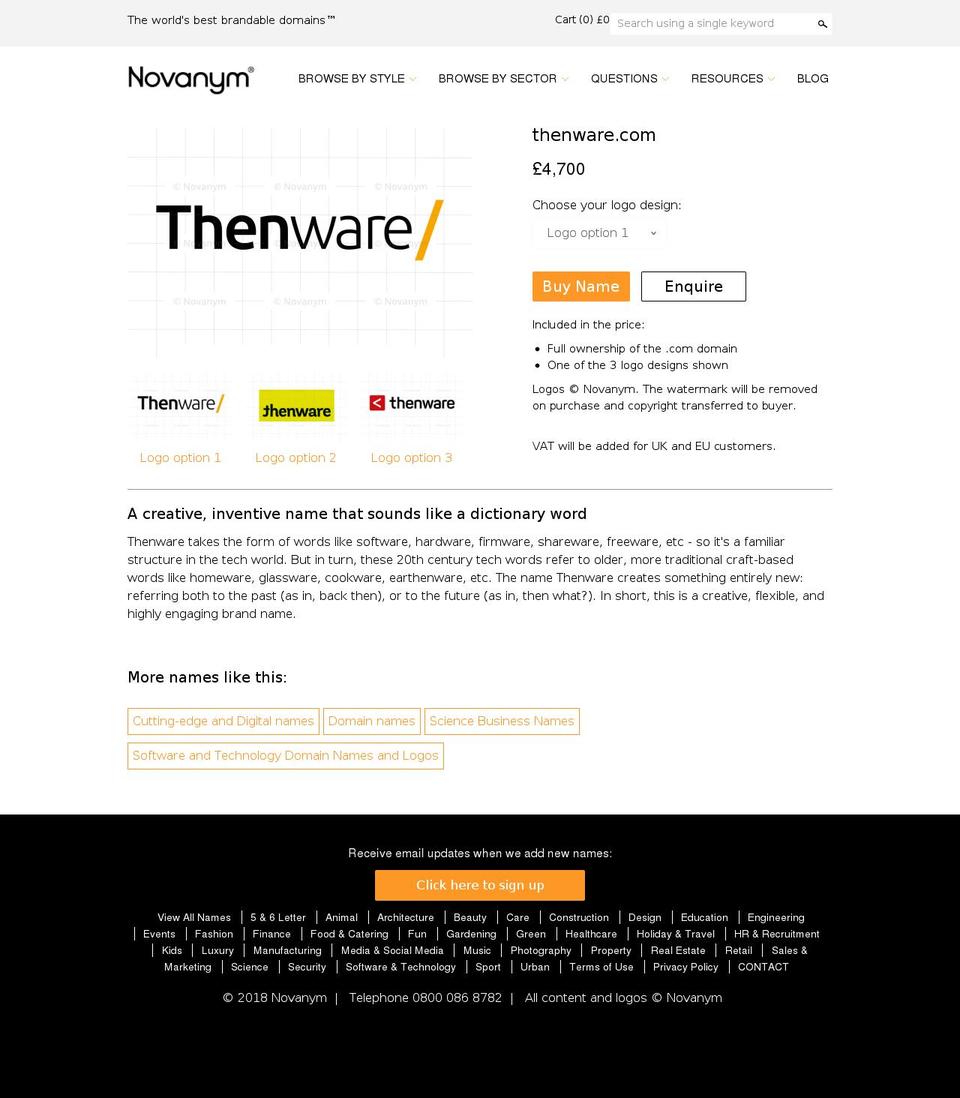 thenware.com — Shopify storefront screenshot