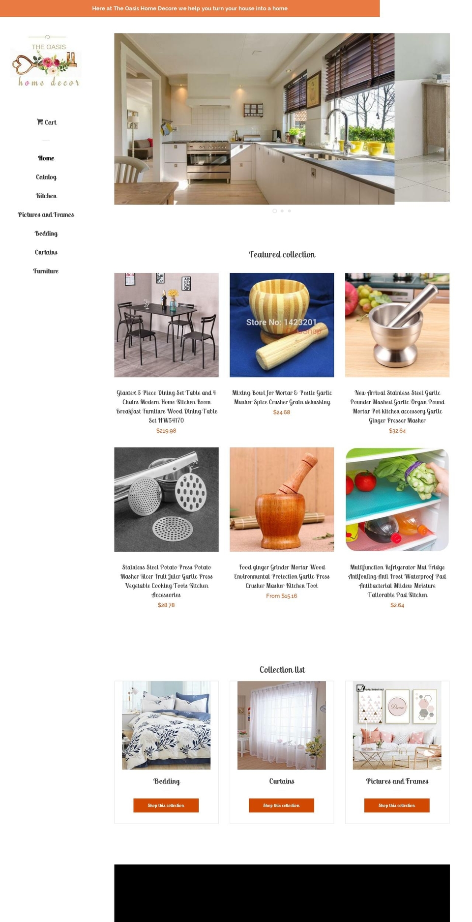 theoasishomedecor.com shopify website screenshot