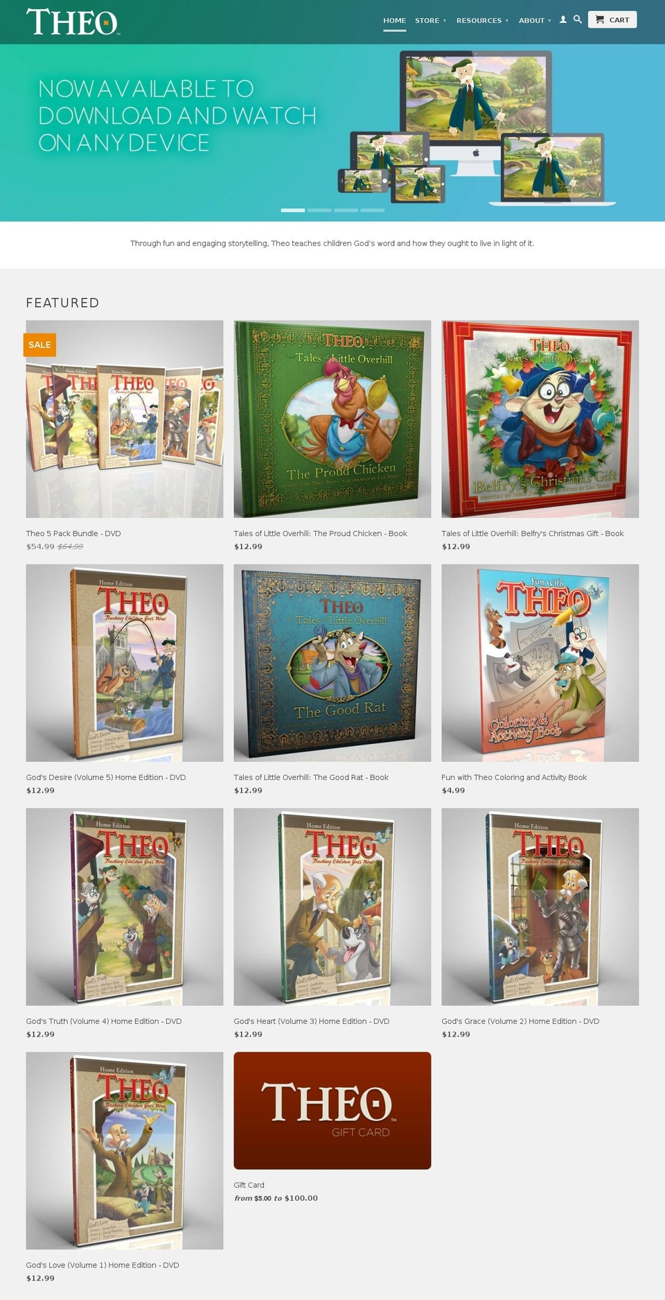 theocartoons.com shopify website screenshot