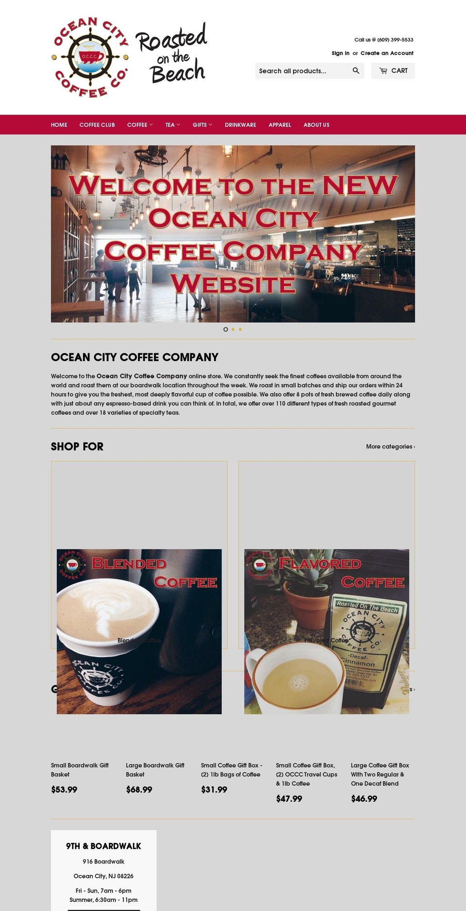 theoceancitycoffeecompany.com shopify website screenshot