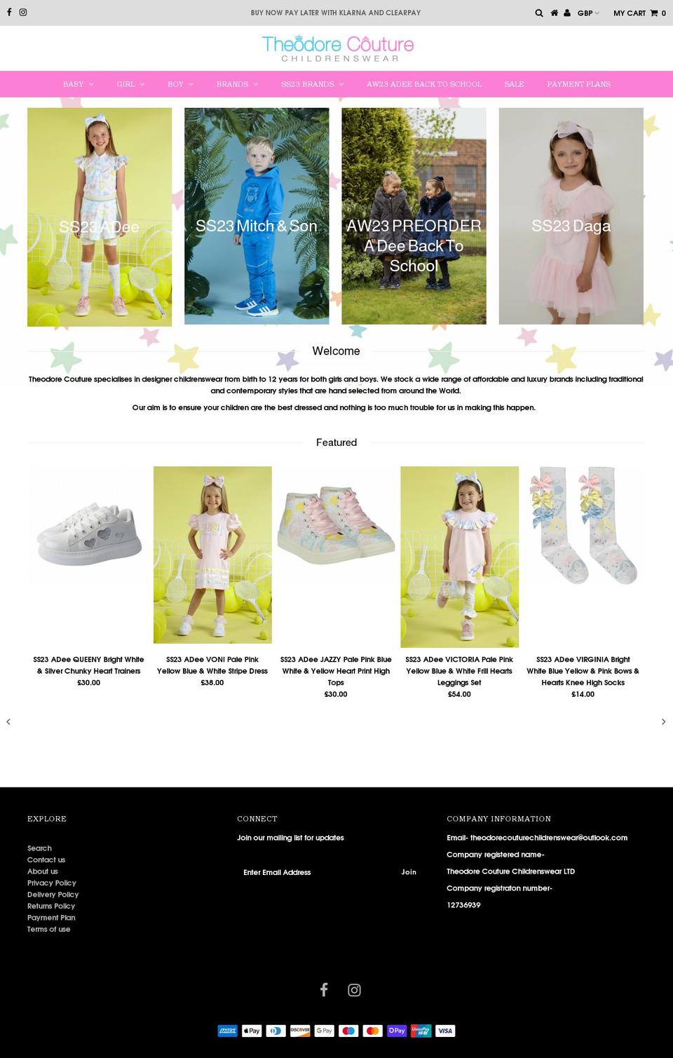 theodorecouture.co.uk shopify website screenshot
