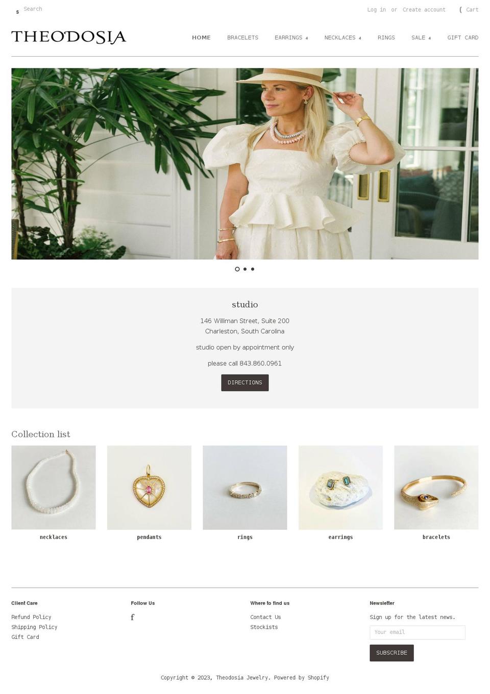 theodosiajewelry.com shopify website screenshot