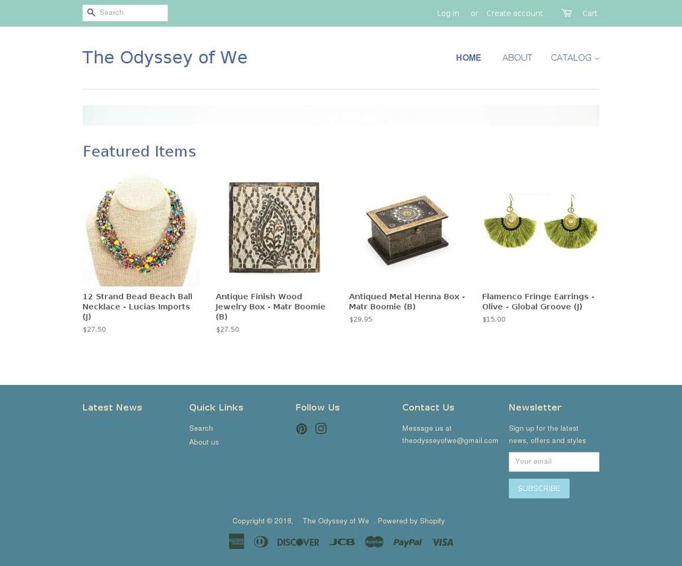 theodysseyofwe.com — Shopify storefront screenshot