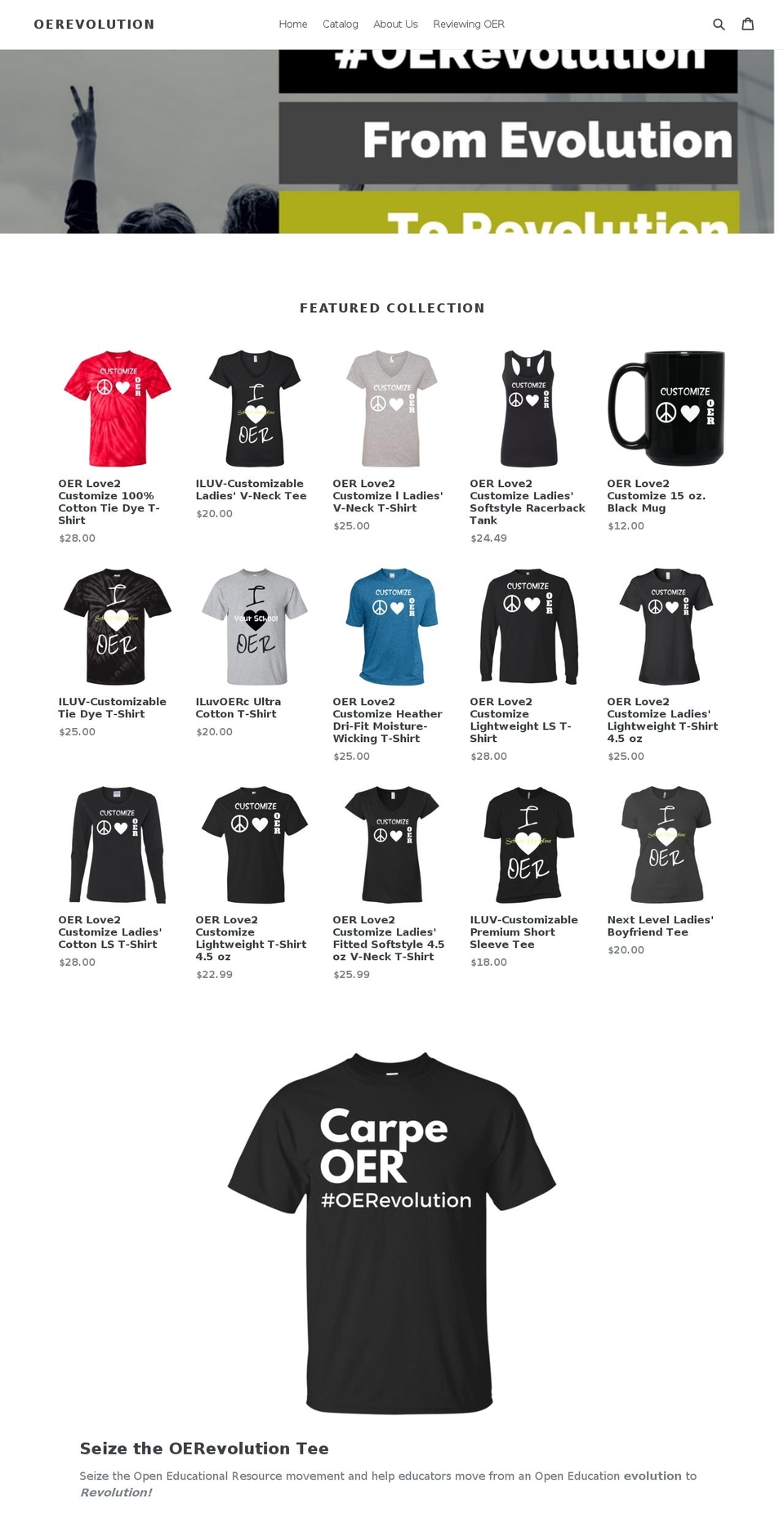 theoerevolution.com — Shopify storefront screenshot