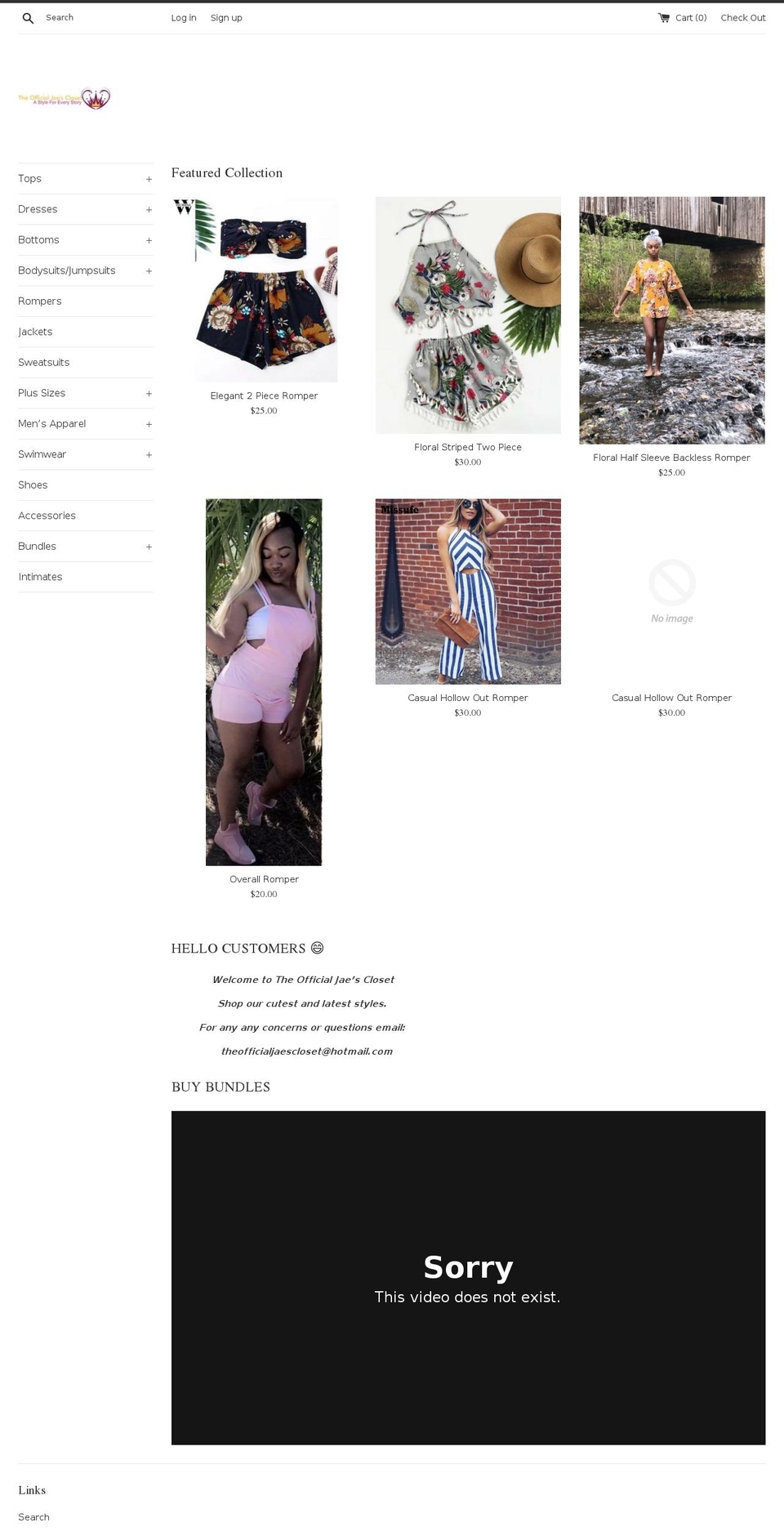 theofficialjaescloset.com — Shopify storefront screenshot
