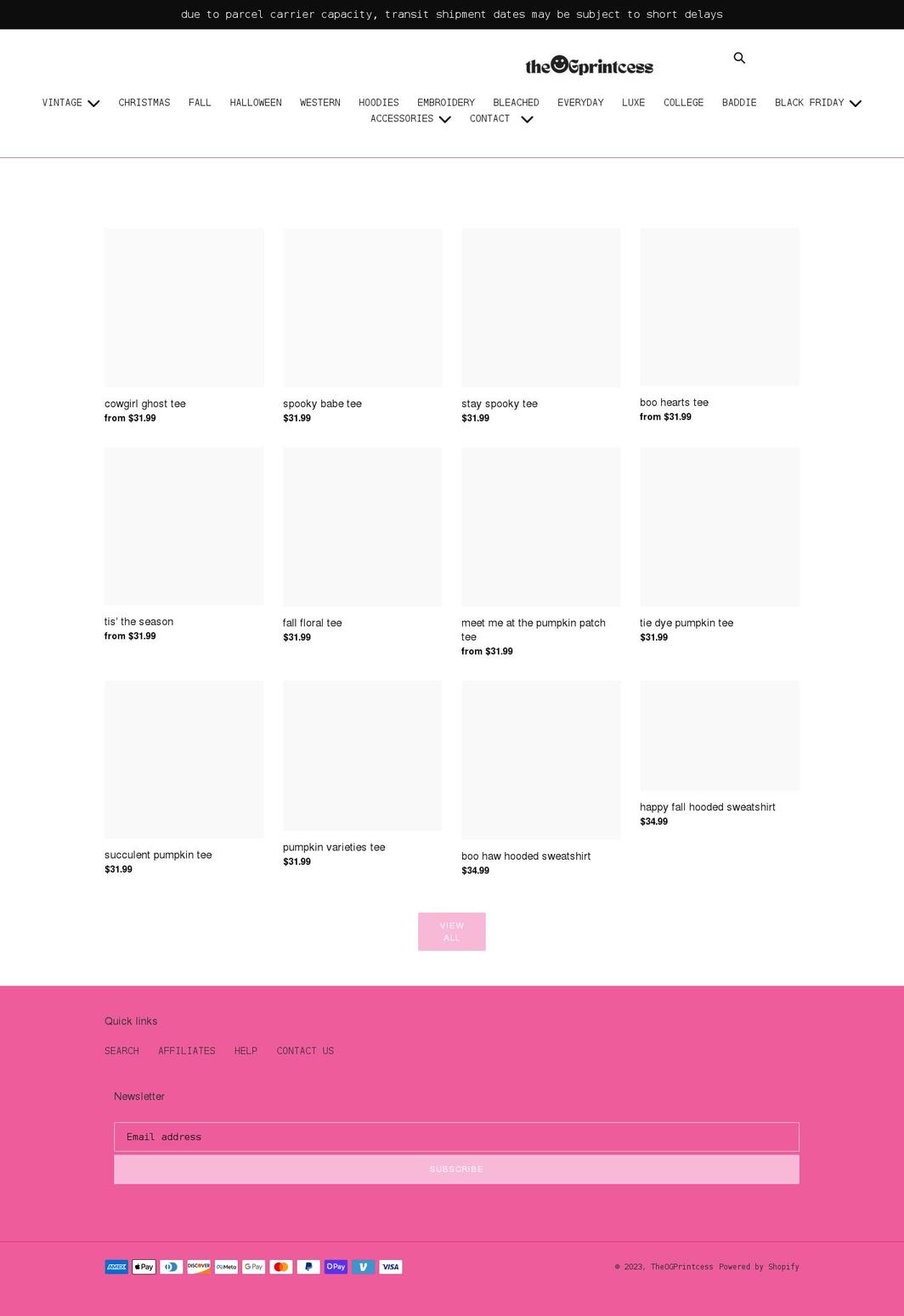 theogprintcess.com shopify website screenshot