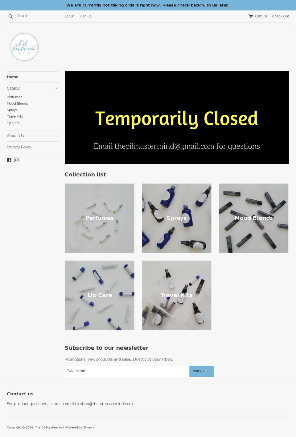 theoilmastermind.com — Shopify storefront screenshot
