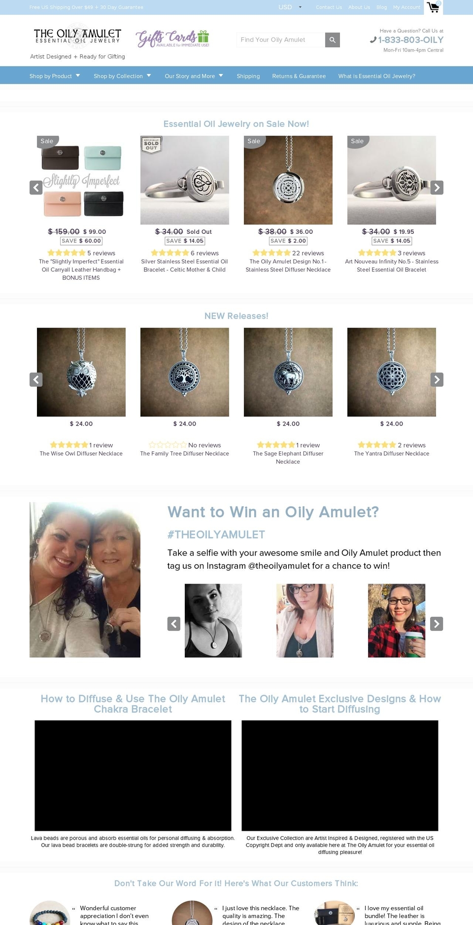 theoilyamulet.net shopify website screenshot