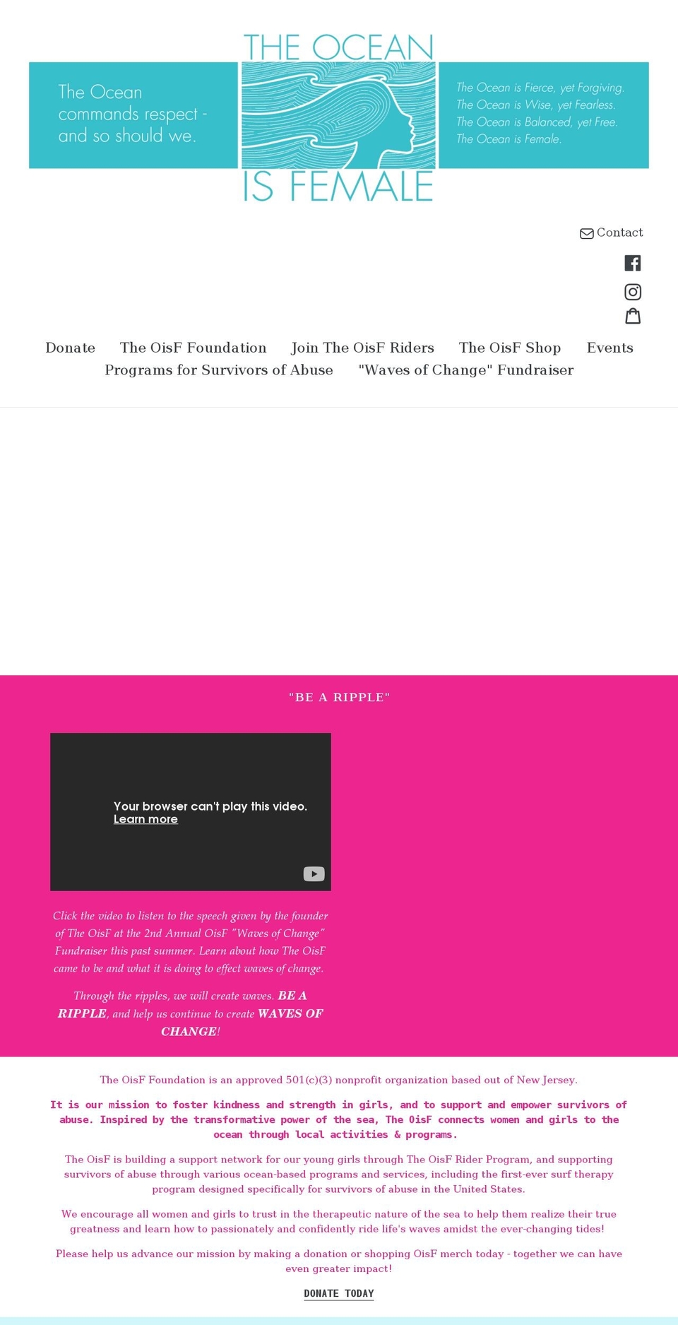 theoisf.org shopify website screenshot