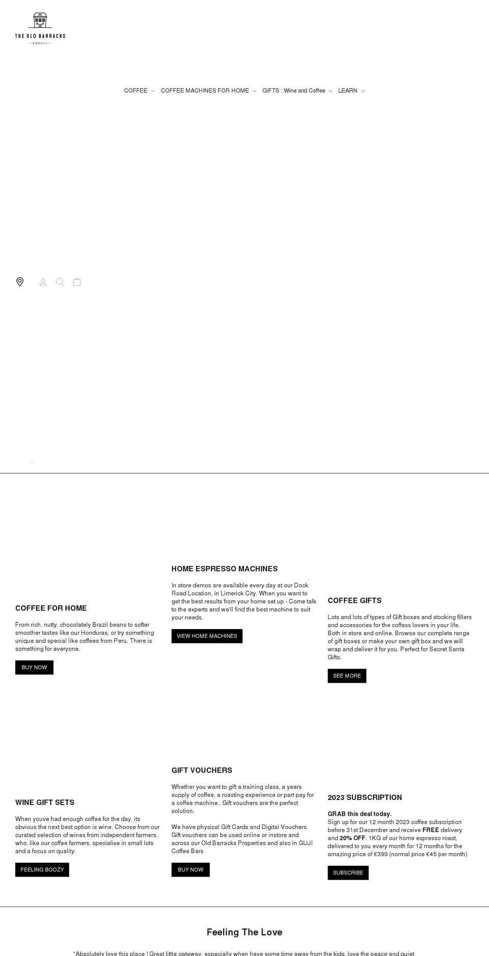 theoldbarracks.ie shopify website screenshot