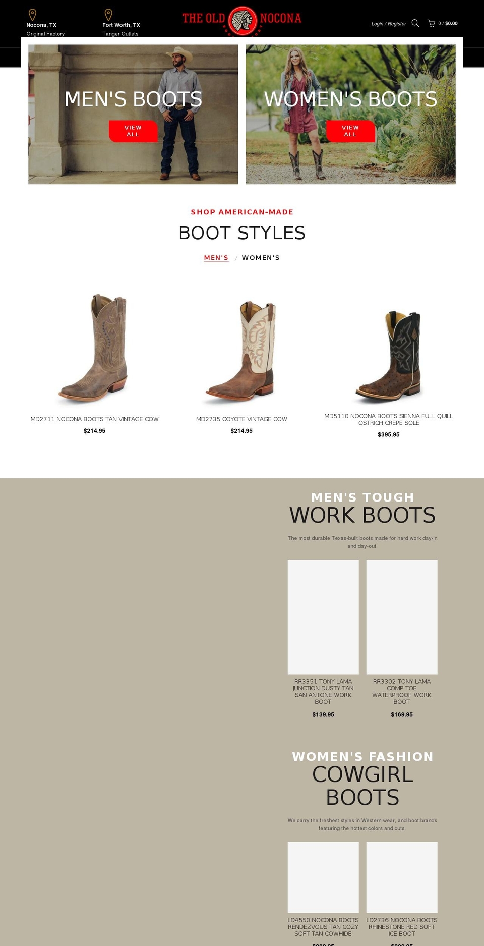 theoldnoconabootfactory.com — Shopify storefront screenshot