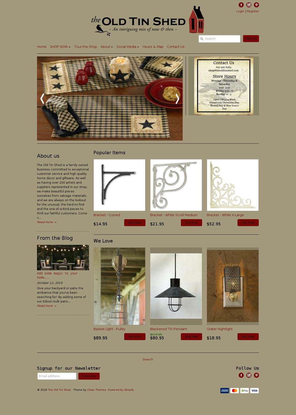theoldtinshed.net shopify website screenshot
