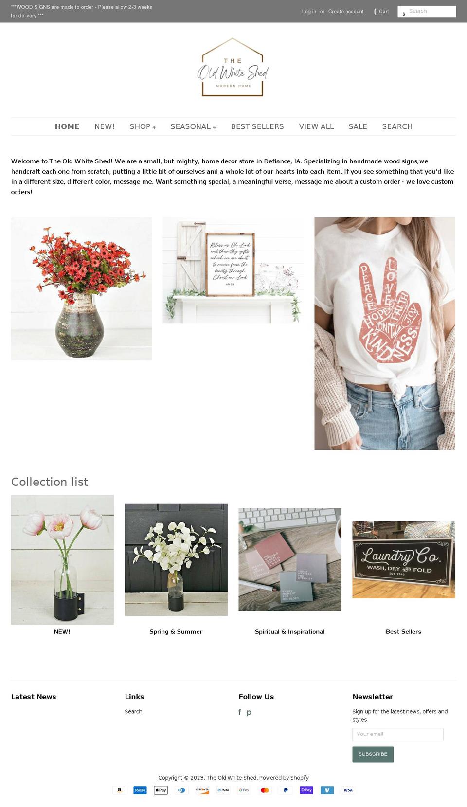 theoldwhiteshed.com shopify website screenshot