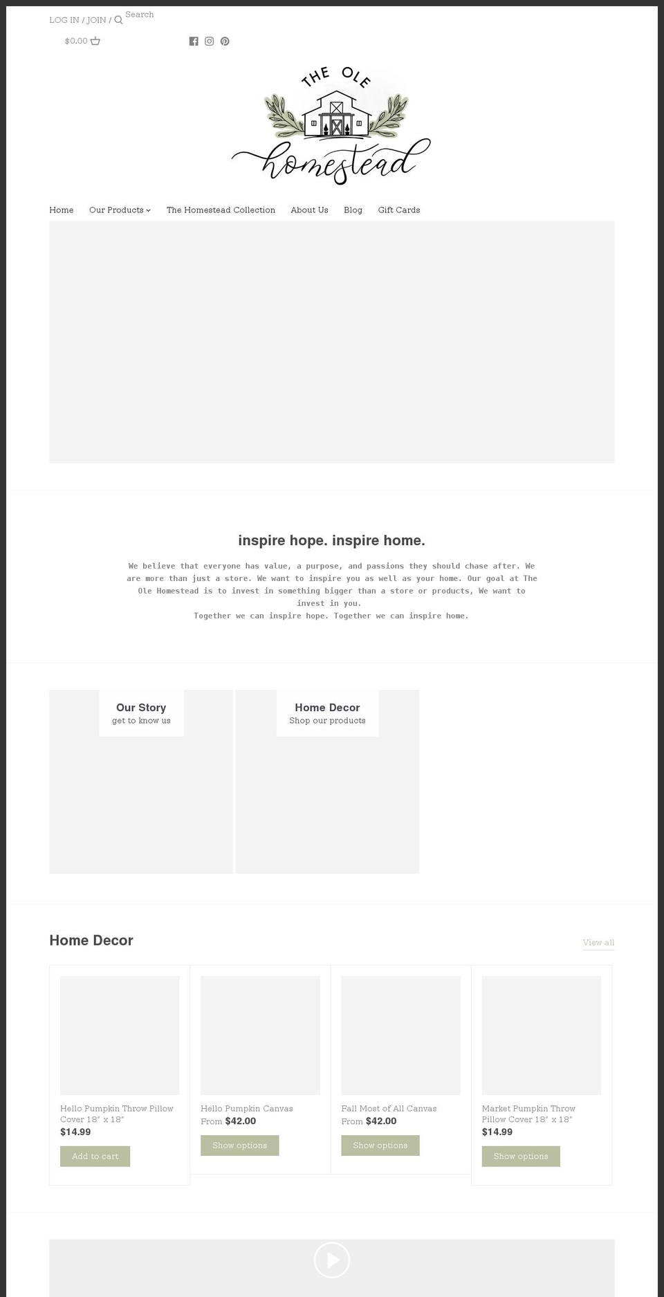 theolehomestead.com shopify website screenshot