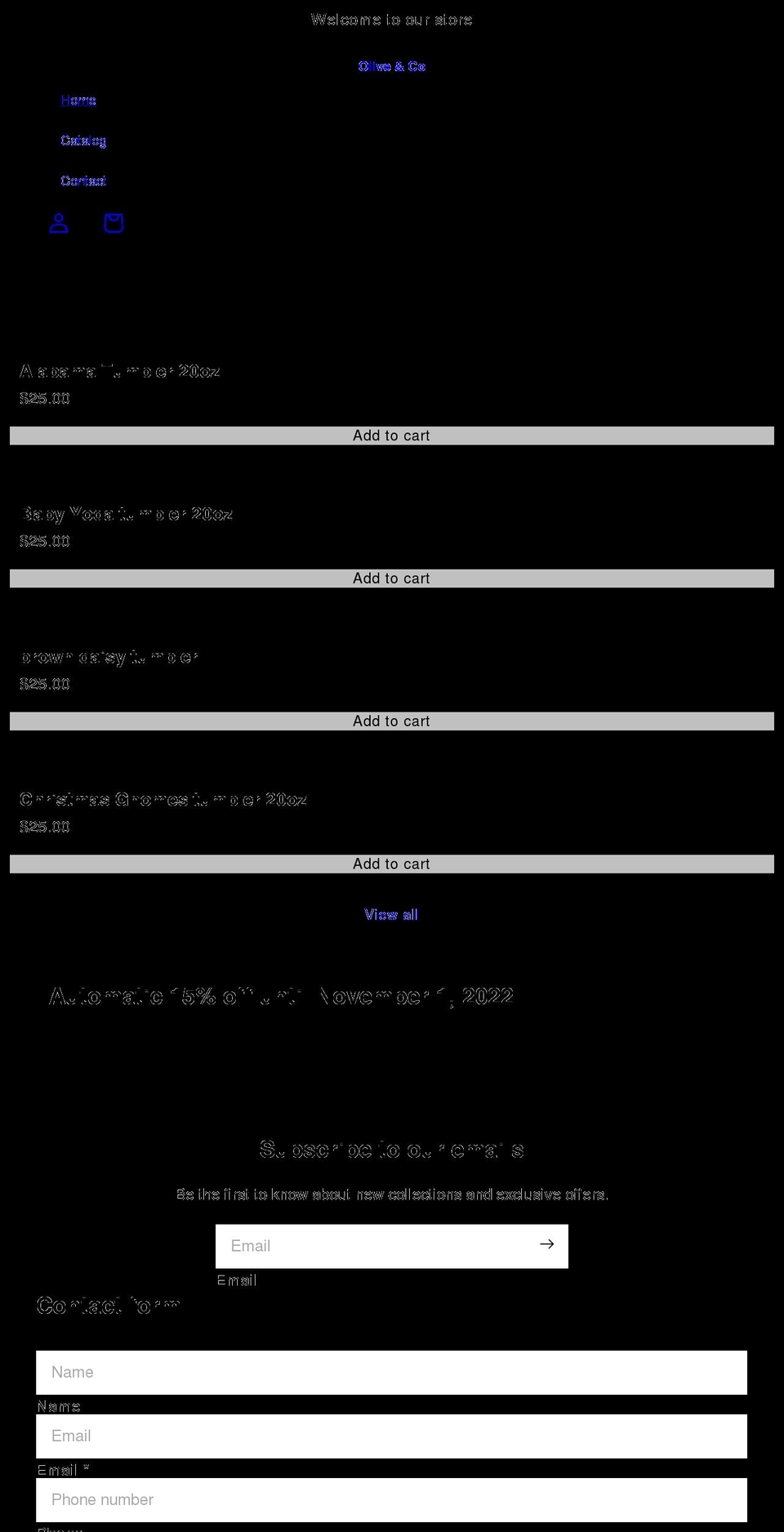 theoliveandcompany.com shopify website screenshot