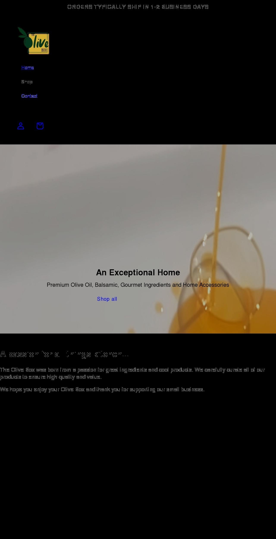theolivebox.com shopify website screenshot