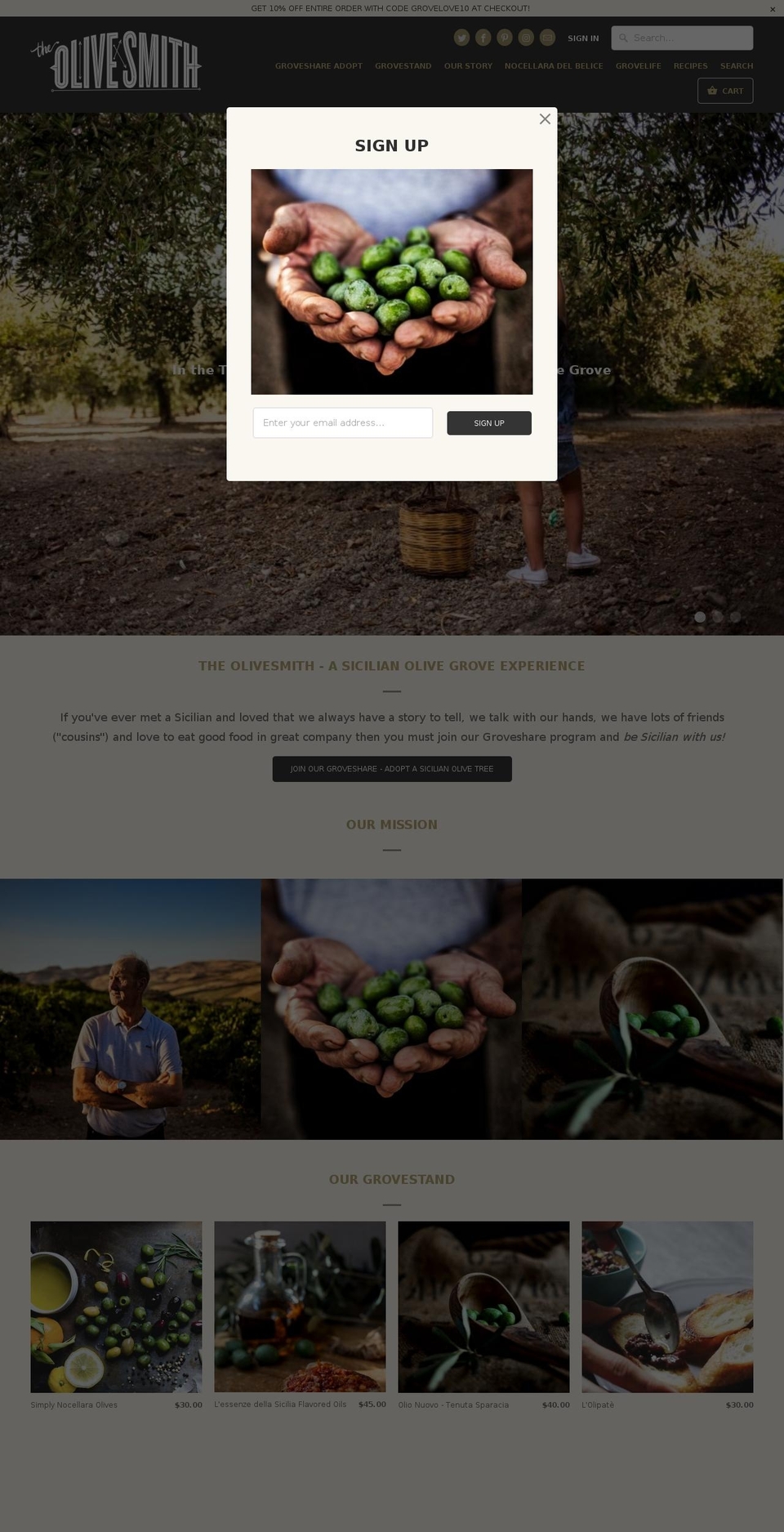 theolivesmith.com — Shopify storefront screenshot