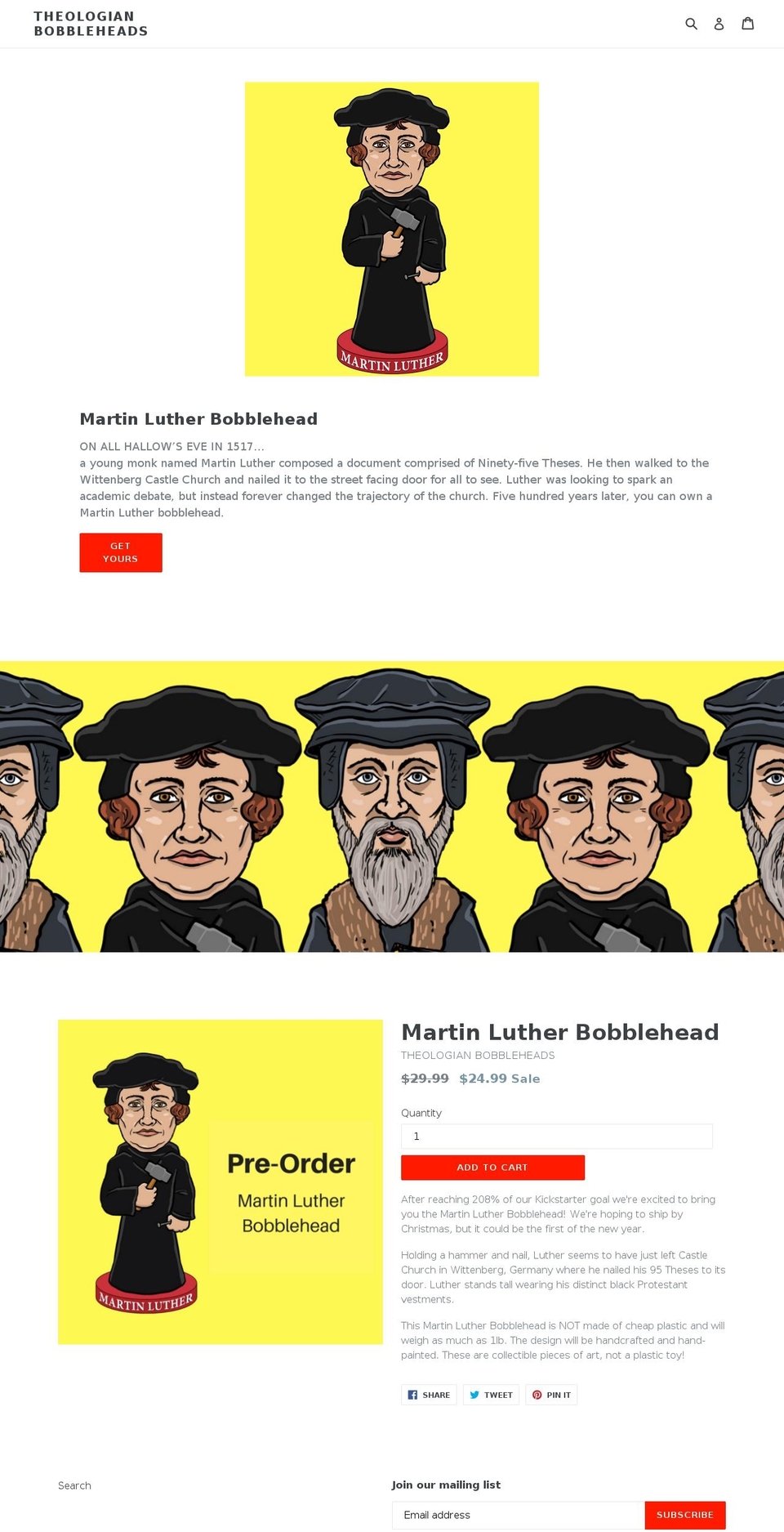theologianbobbleheads.com shopify website screenshot