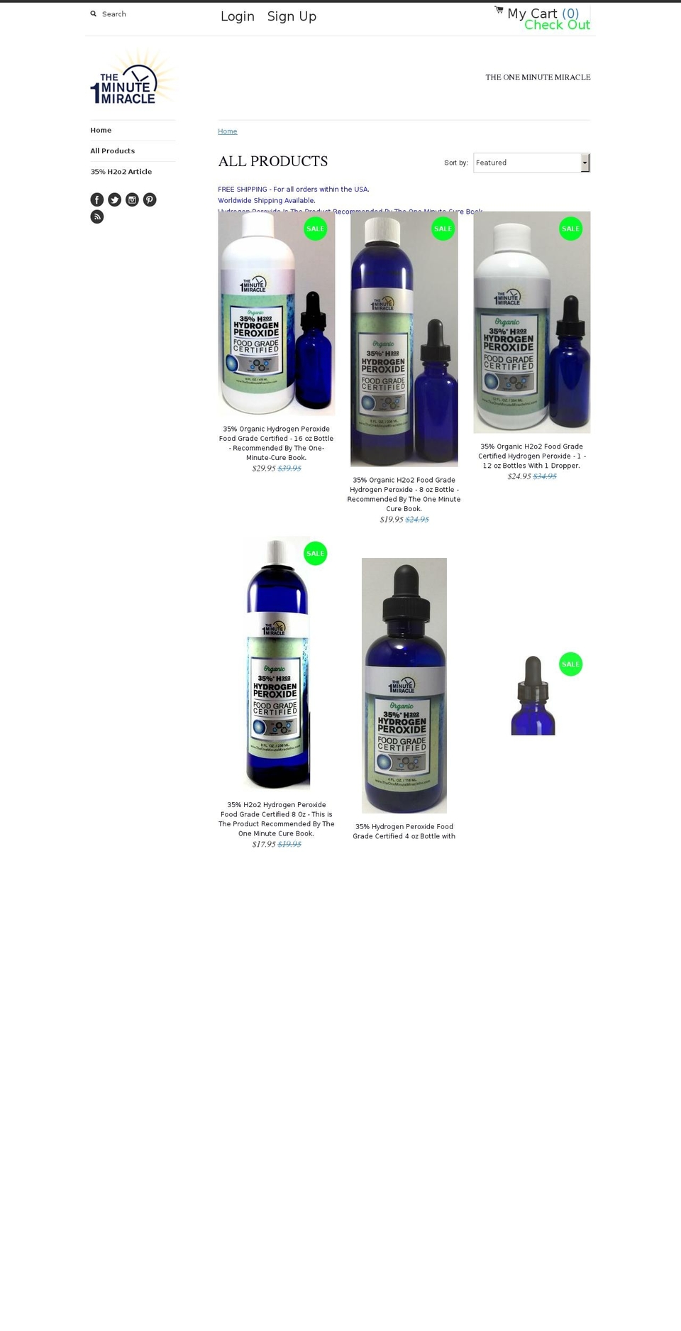 theoneminutecure.info shopify website screenshot