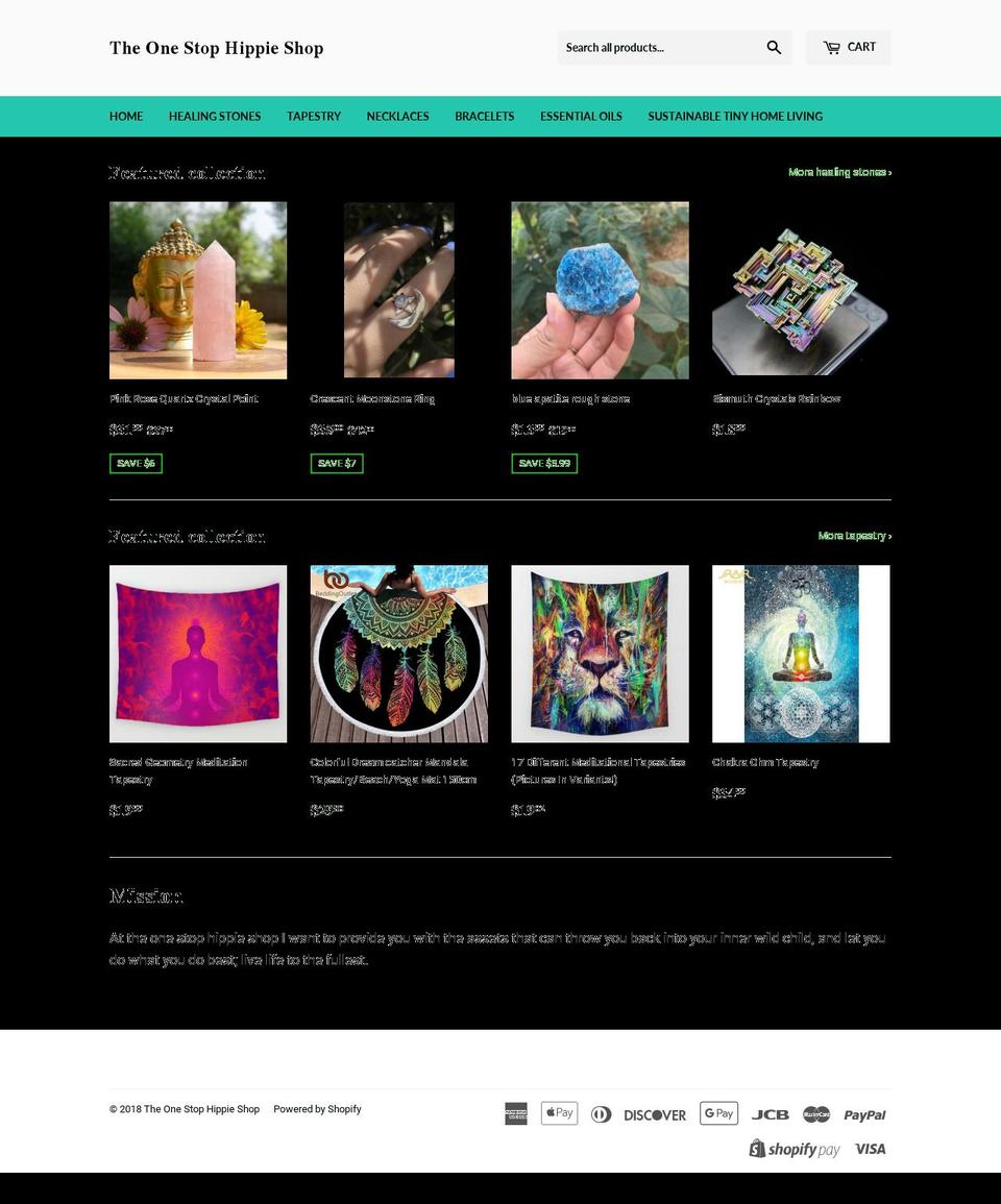 theonestophippieshop.com shopify website screenshot