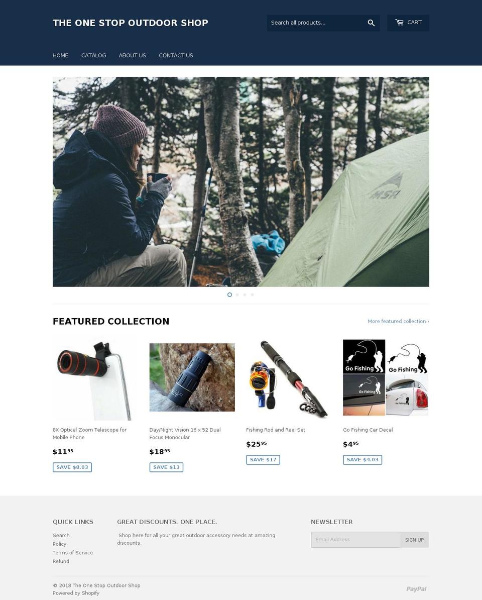 theonestopoutdoorshop.com — Shopify storefront screenshot