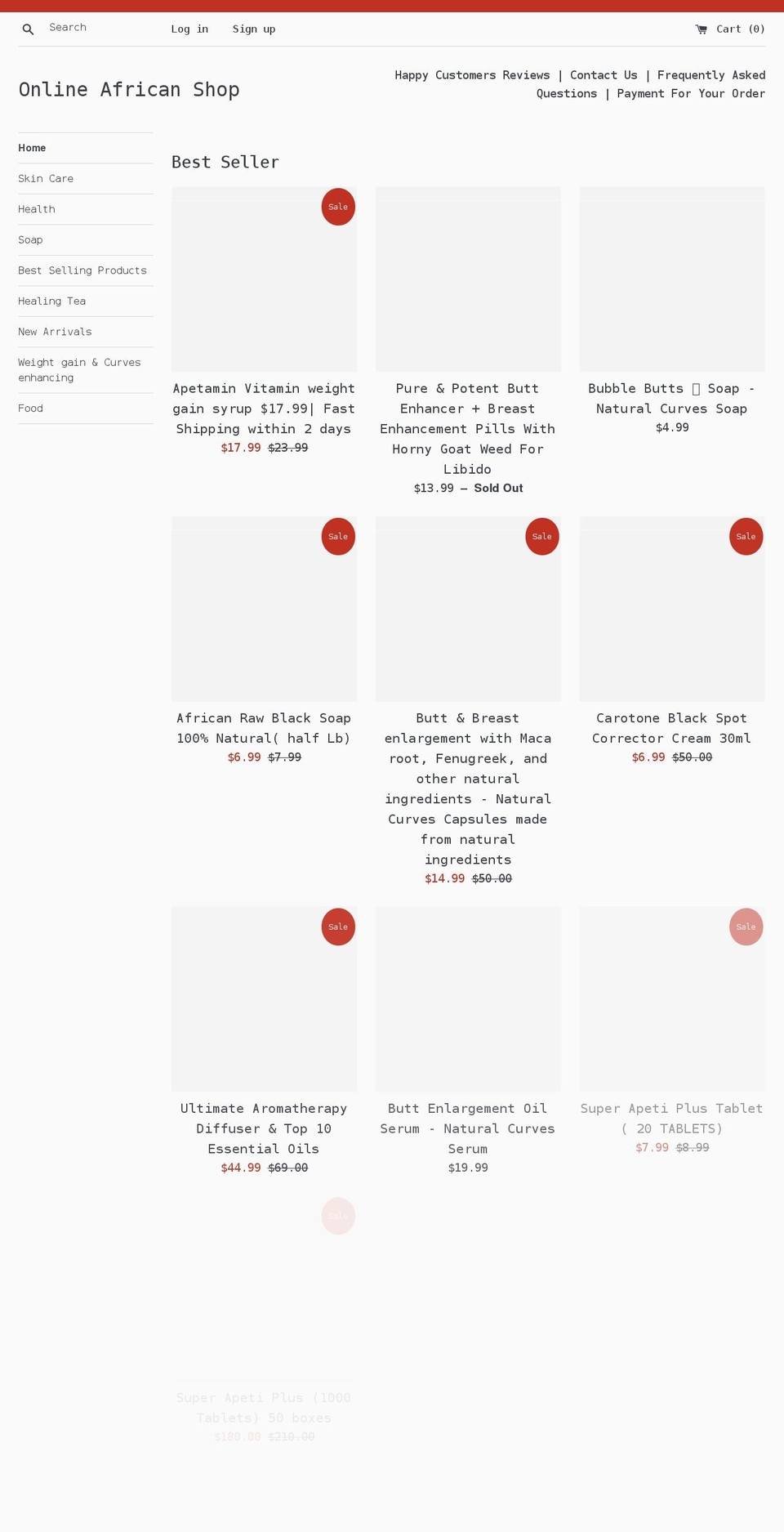 theonlineafricanshop.com shopify website screenshot