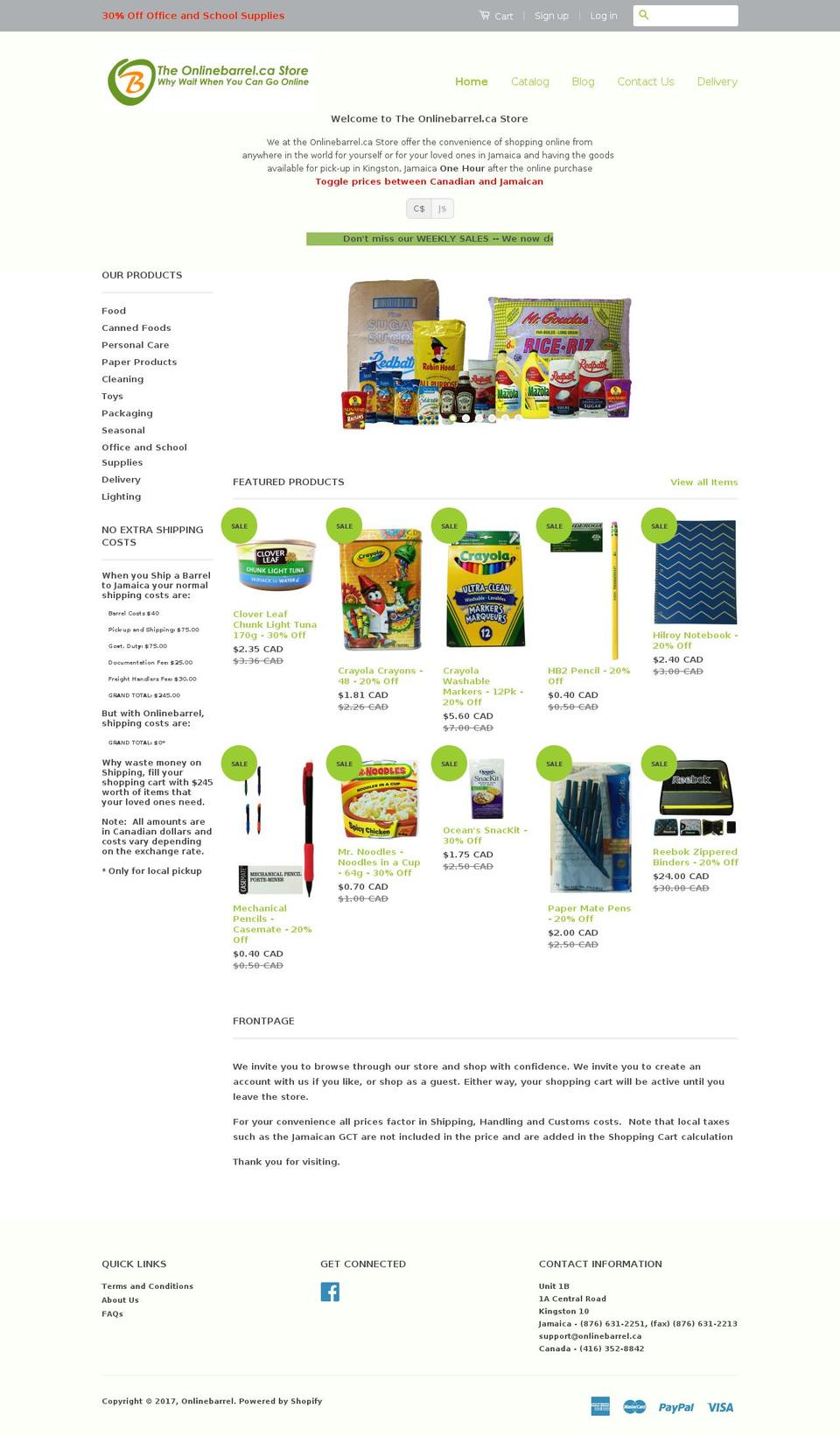 theonlinebarrel.com shopify website screenshot