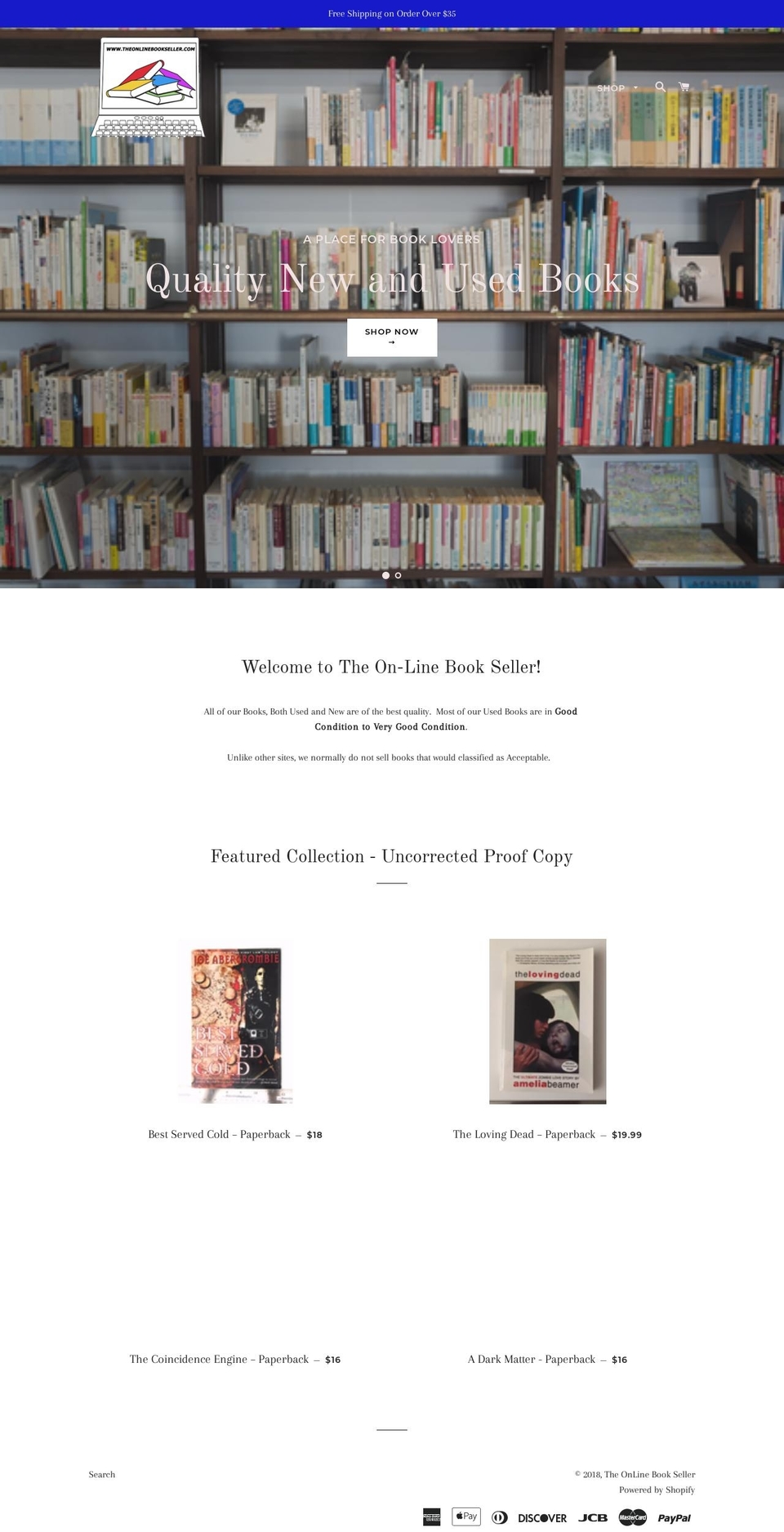 theonlinebookseller.com — Shopify storefront screenshot