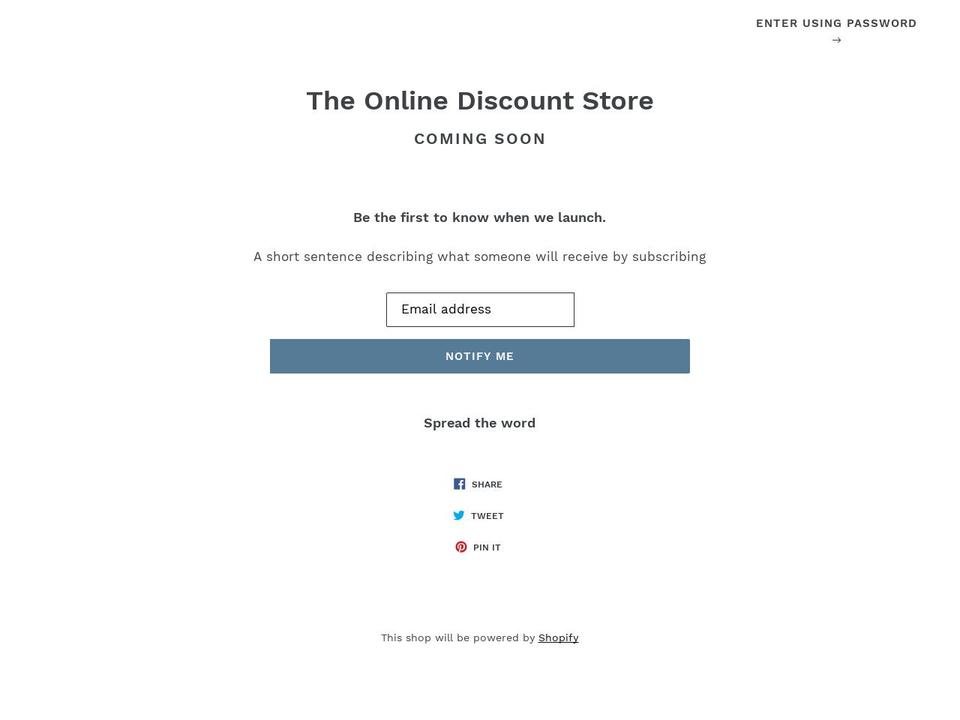 theonlinediscountstore.com — Shopify storefront screenshot