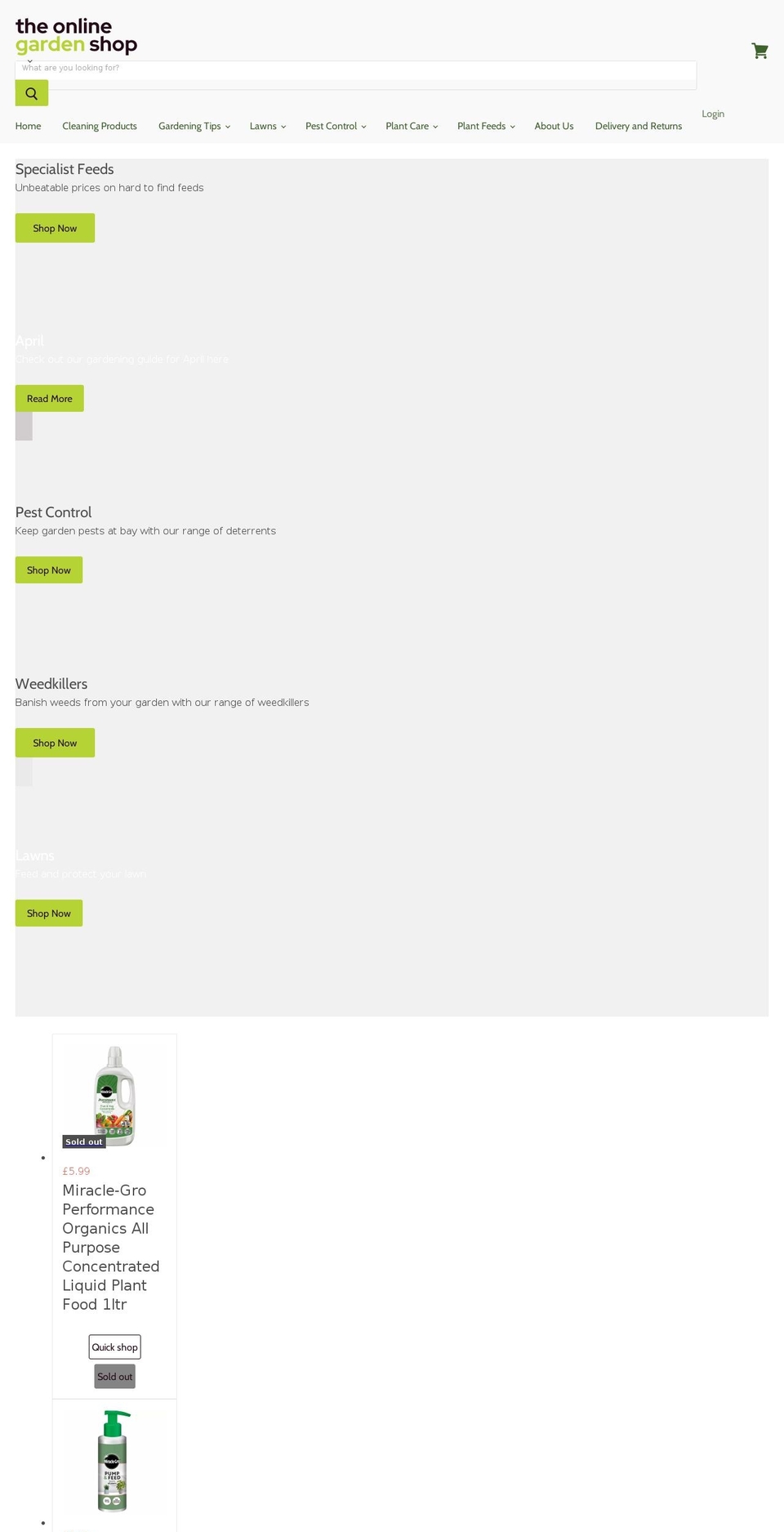 theonlinegardenshop.com shopify website screenshot