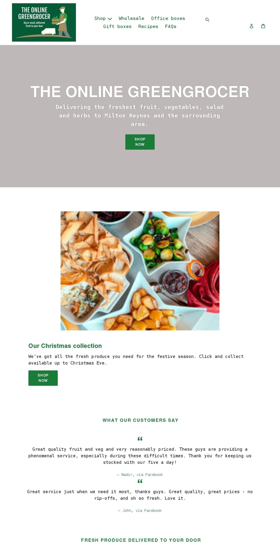 theonlinegreengrocer.com shopify website screenshot