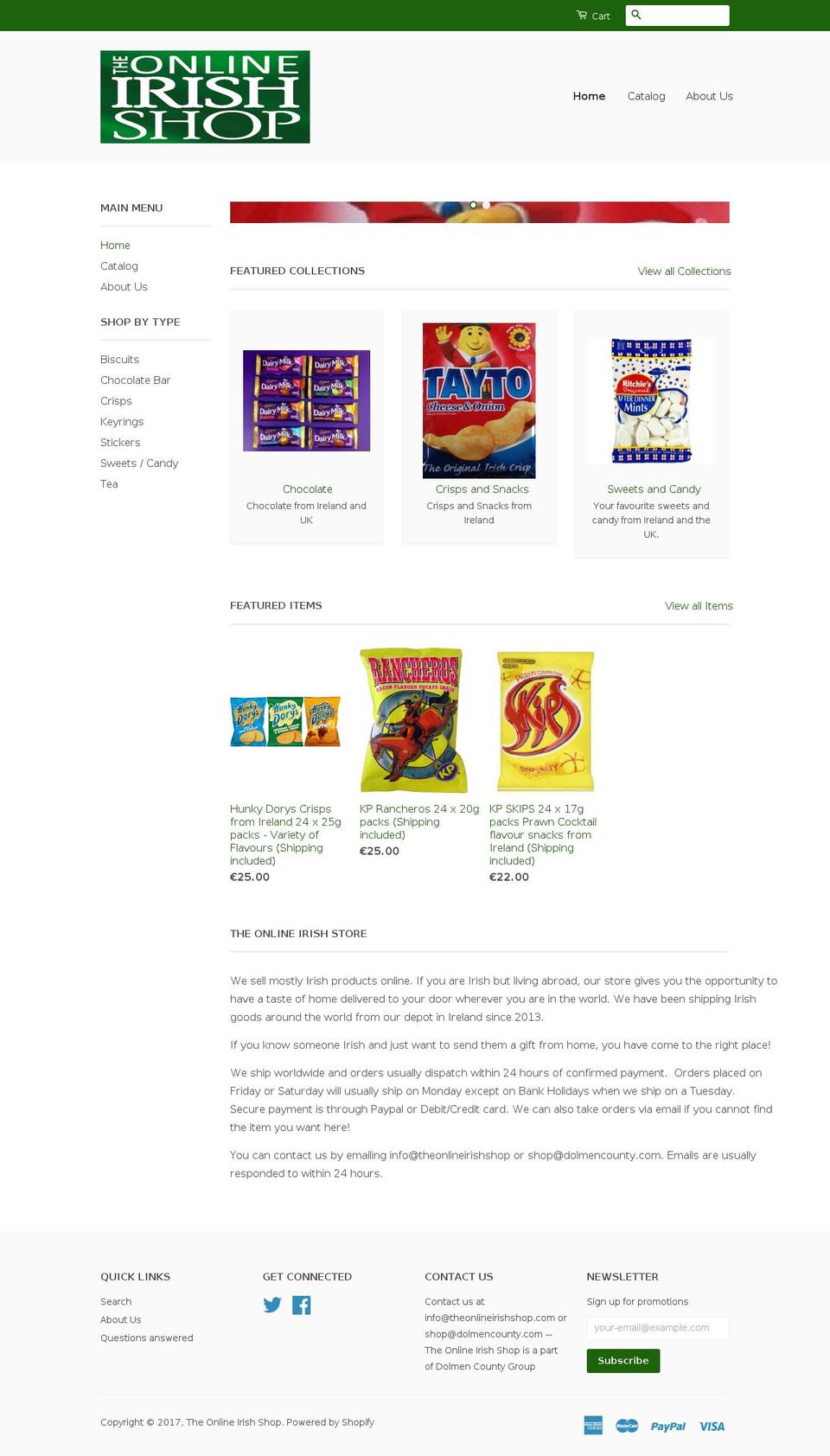 theonlineirishshop.com shopify website screenshot