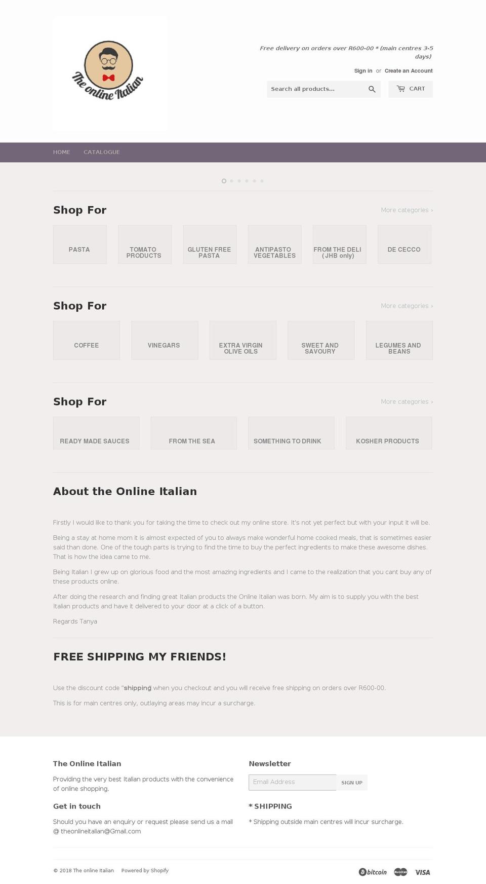 theonlineitalian.com shopify website screenshot