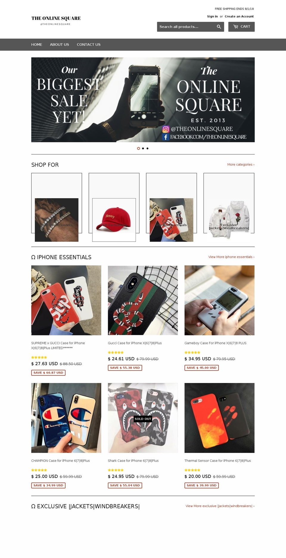 theonlinesquare.com — Shopify storefront screenshot