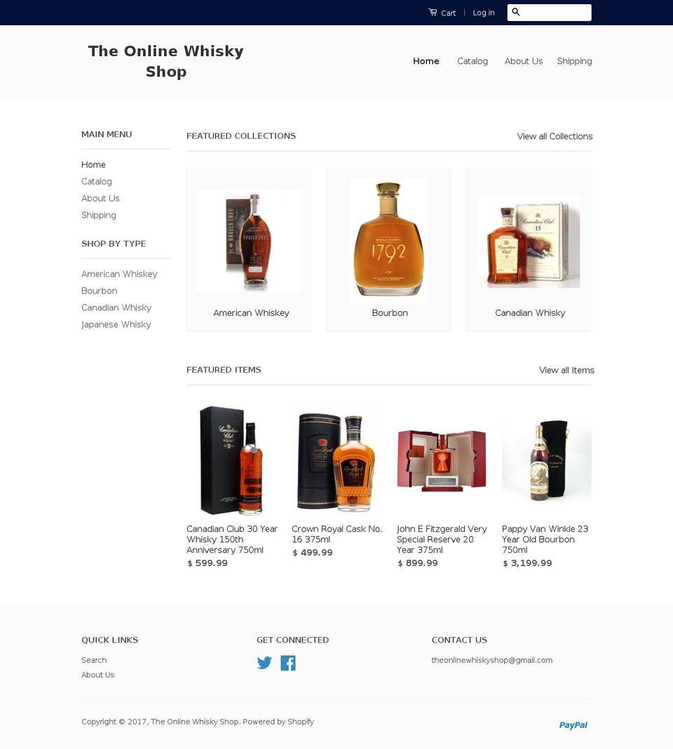 theonlinewhiskyshop.net shopify website screenshot