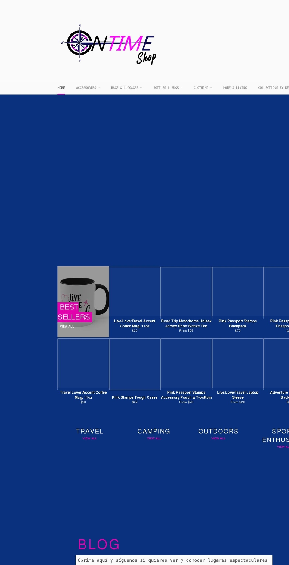 theontimeshop.com shopify website screenshot