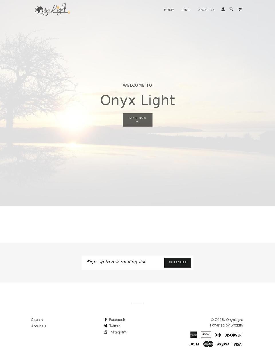 theonyxlight.com shopify website screenshot