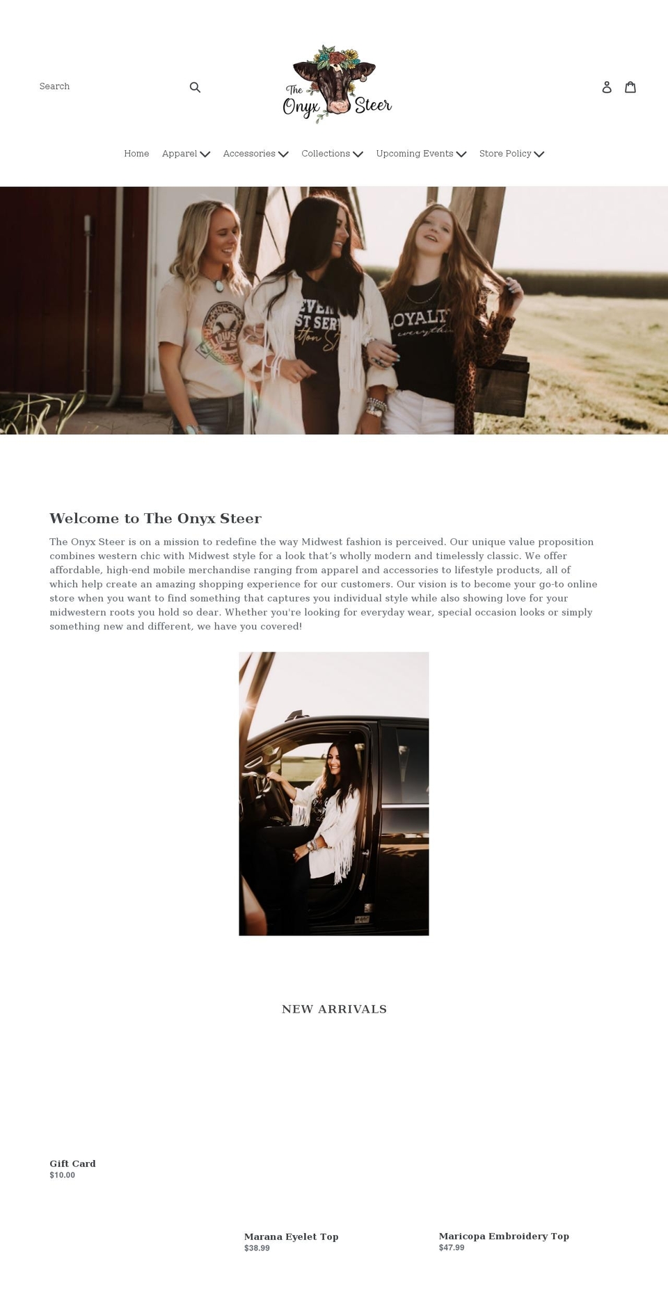 theonyxsteer.com shopify website screenshot
