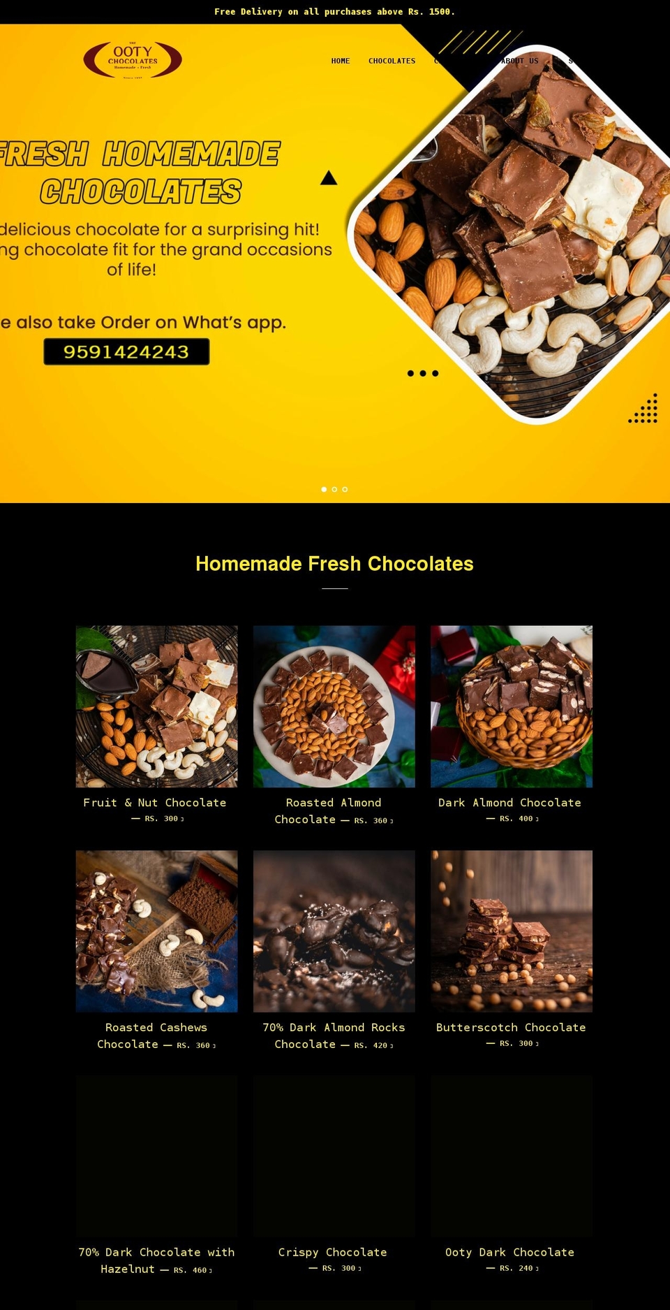 theootychocolates.com shopify website screenshot