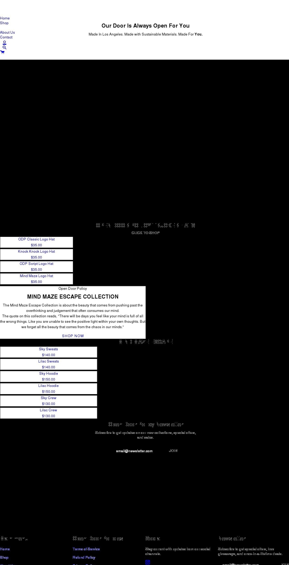 theopendoorpolicy.com shopify website screenshot