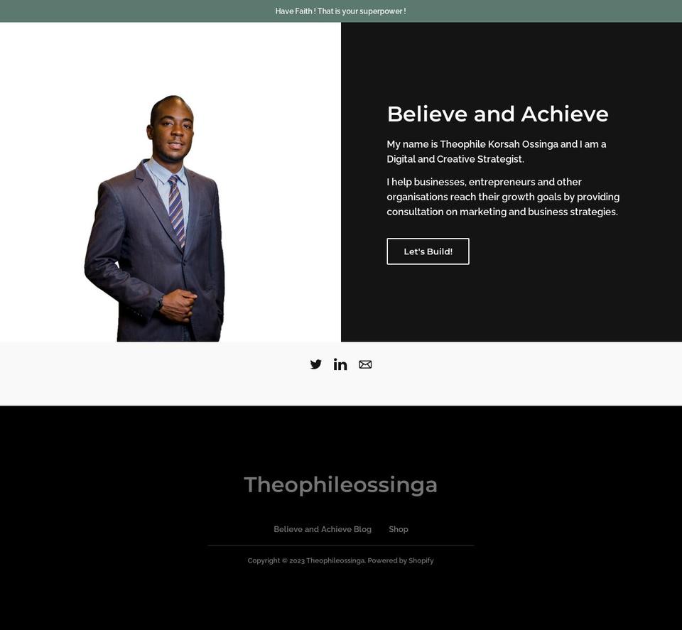 theophileossinga.com shopify website screenshot