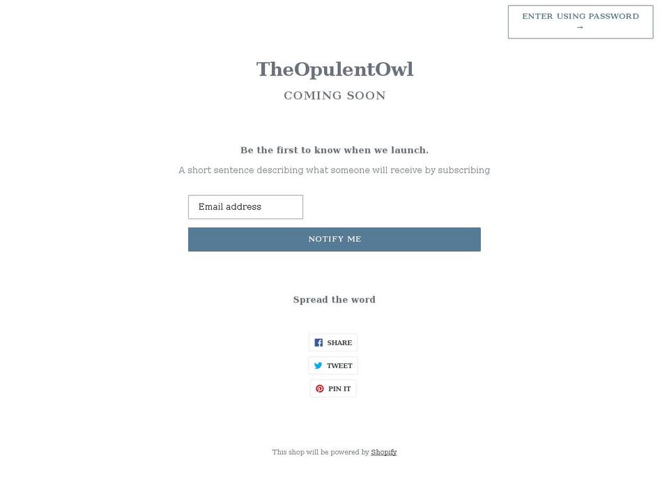 theopulentowl.com shopify website screenshot